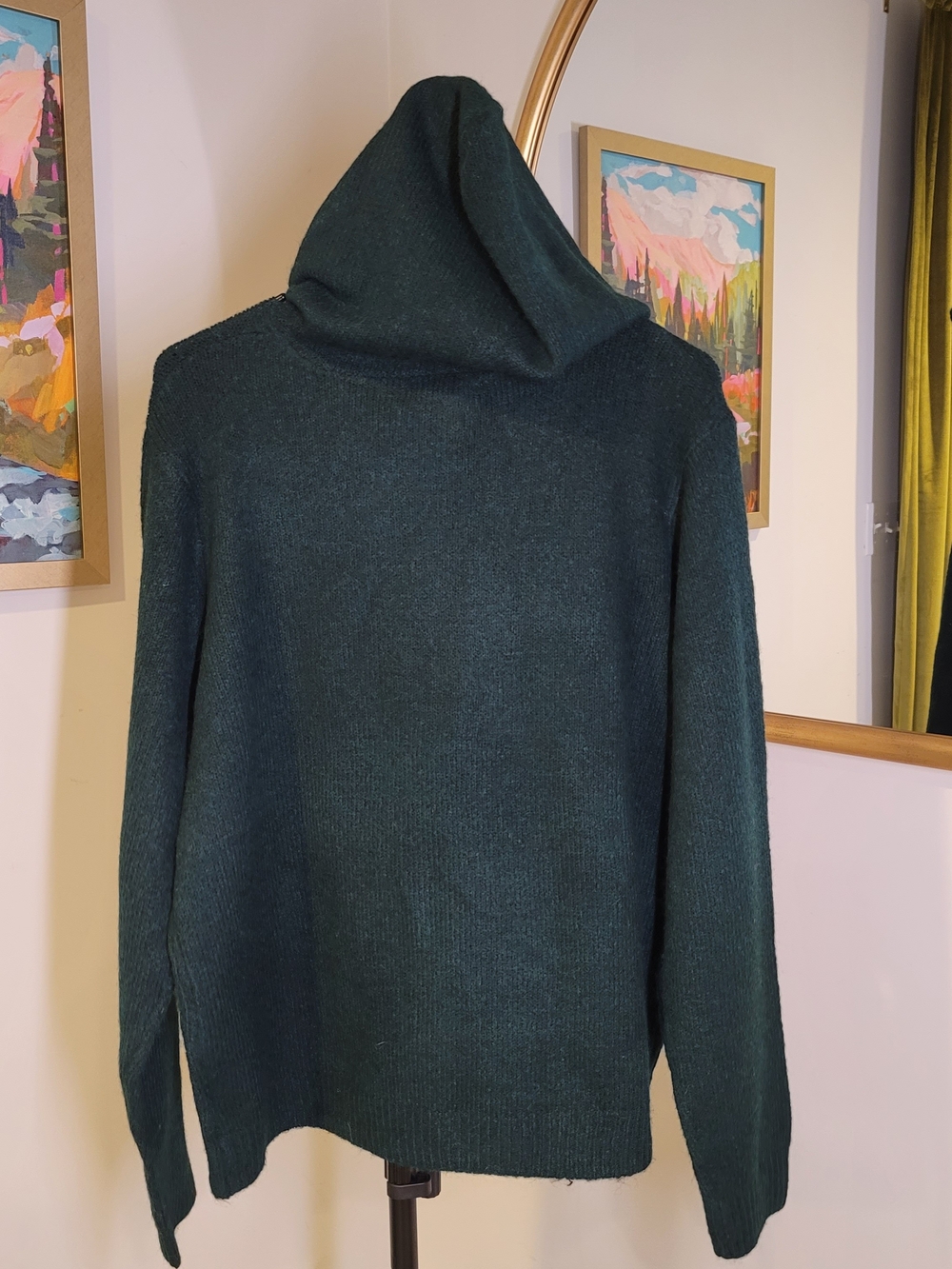 CUPCAKES and CASHMERE Snowflake Graphic Hooded Sweater Green Cozy Women's XL - Picture 4 of 7